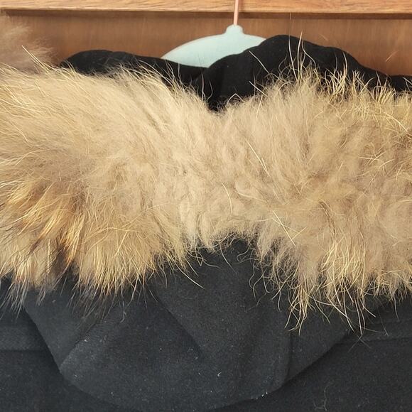 VINTAGE Marvin Richards New York Black Wool Cashmere Fox Fur Coat, Sz 4 - Picture 7 of 11